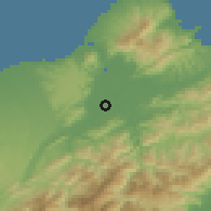 Shaded relief of the 58 km around Bănqiáo, drawn from the GMTED2010 grid