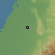 Shaded relief of the 58 km around Fùxīng, drawn from the GMTED2010 grid