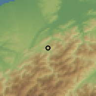 Shaded relief of the 58 km around Fùxīng, drawn from the GMTED2010 grid
