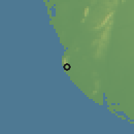 Shaded relief of the 58 km around Gāoxióng, drawn from the GMTED2010 grid