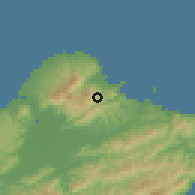 Shaded relief of the 57 km around Gòngliáo, drawn from the GMTED2010 grid