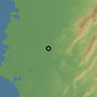 Shaded relief of the 58 km around Guāntián, drawn from the GMTED2010 grid