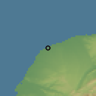 Shaded relief of the 58 km around Guānyīn, drawn from the GMTED2010 grid