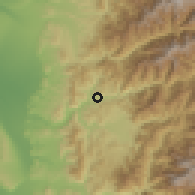 Shaded relief of the 58 km around Guóxìng, drawn from the GMTED2010 grid
