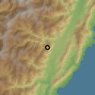 Shaded relief of the 58 km around Hăiduān, drawn from the GMTED2010 grid