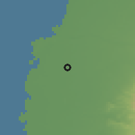 Shaded relief of the 58 km around Bāozhōng, drawn from the GMTED2010 grid