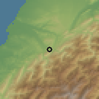 Shaded relief of the 58 km around Héngshān, drawn from the GMTED2010 grid