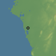 Shaded relief of the 58 km around Húnèi, drawn from the GMTED2010 grid