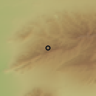 Shaded relief of the 53 km around Altyn-Topkan, drawn from the GMTED2010 grid