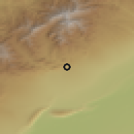 Shaded relief of the 53 km around Asht, drawn from the GMTED2010 grid