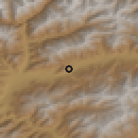 Shaded relief of the 54 km around Garm, drawn from the GMTED2010 grid