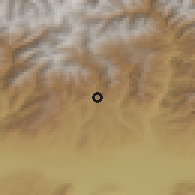 Shaded relief of the 54 km around Khojamaston, drawn from the GMTED2010 grid