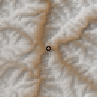 Shaded relief of the 54 km around Khorug, drawn from the GMTED2010 grid