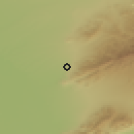 Shaded relief of the 53 km around Kuruksay, drawn from the GMTED2010 grid