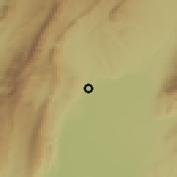 Shaded relief of the 54 km around Kuybyshevski, drawn from the GMTED2010 grid