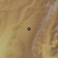 Shaded relief of the 54 km around Leningradskiy, drawn from the GMTED2010 grid
