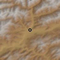 Shaded relief of the 54 km around Navabad, drawn from the GMTED2010 grid