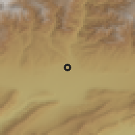 Shaded relief of the 54 km around Navabadski, drawn from the GMTED2010 grid