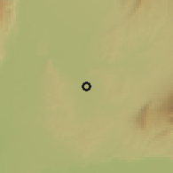 Shaded relief of the 54 km around Orzu, drawn from the GMTED2010 grid