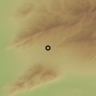 Shaded relief of the 53 km around Takeli, drawn from the GMTED2010 grid
