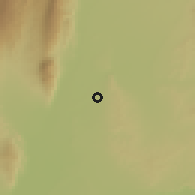 Shaded relief of the 54 km around Tugalan, drawn from the GMTED2010 grid