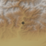 Shaded relief of the 54 km around Varzob, drawn from the GMTED2010 grid