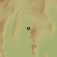 Shaded relief of the 54 km around Chorbog, drawn from the GMTED2010 grid
