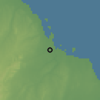 Shaded relief of the 60 km around Dar es Salaam, drawn from the GMTED2010 grid