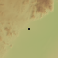 Shaded relief of the 60 km around Dumila, drawn from the GMTED2010 grid