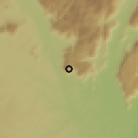 Shaded relief of the 60 km around Handei, drawn from the GMTED2010 grid