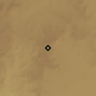 Shaded relief of the 60 km around Heru Juu, drawn from the GMTED2010 grid