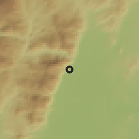 Shaded relief of the 60 km around Kidadu, drawn from the GMTED2010 grid