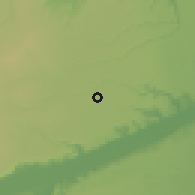 Shaded relief of the 60 km around Kitama, drawn from the GMTED2010 grid