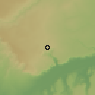 Shaded relief of the 60 km around Mahuta, drawn from the GMTED2010 grid