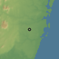Shaded relief of the 60 km around Majengo, drawn from the GMTED2010 grid