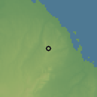 Shaded relief of the 60 km around Makabe, drawn from the GMTED2010 grid