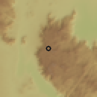 Shaded relief of the 60 km around Manolo, drawn from the GMTED2010 grid