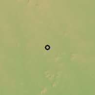Shaded relief of the 60 km around Michiga, drawn from the GMTED2010 grid