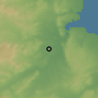 Shaded relief of the 60 km around Mingoyo, drawn from the GMTED2010 grid