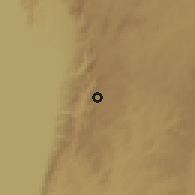 Shaded relief of the 60 km around Mukigo, drawn from the GMTED2010 grid