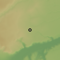 Shaded relief of the 60 km around Nanhyanga, drawn from the GMTED2010 grid