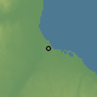 Shaded relief of the 60 km around Bagamoyo, drawn from the GMTED2010 grid