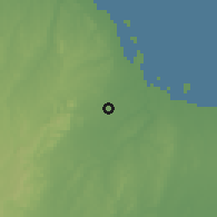 Shaded relief of the 60 km around Chanika, drawn from the GMTED2010 grid