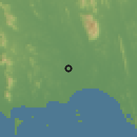 Shaded relief of the 60 km around Klaeng, drawn from the GMTED2010 grid
