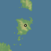 Shaded relief of the 60 km around Ko Samui, drawn from the GMTED2010 grid