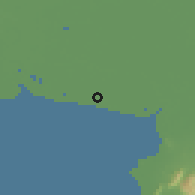 Shaded relief of the 60 km around Bang Bo, drawn from the GMTED2010 grid