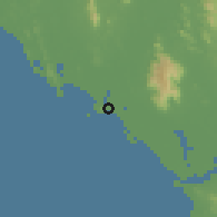 Shaded relief of the 60 km around Laem Sing, drawn from the GMTED2010 grid