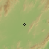 Shaded relief of the 59 km around Lampang, drawn from the GMTED2010 grid
