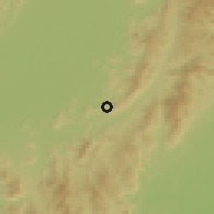 Shaded relief of the 59 km around Lamphun, drawn from the GMTED2010 grid