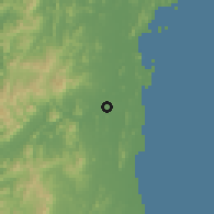 Shaded relief of the 60 km around Lang Suan, drawn from the GMTED2010 grid